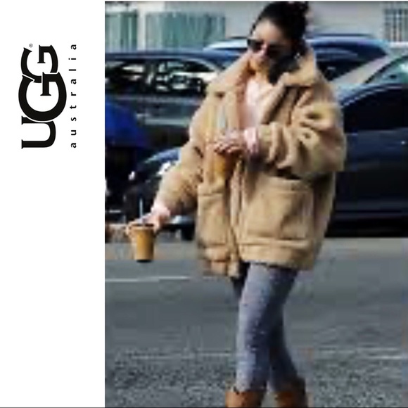 New UGG Kaley Teddy Bear Faux Fur Coat - Picture 8 of 16